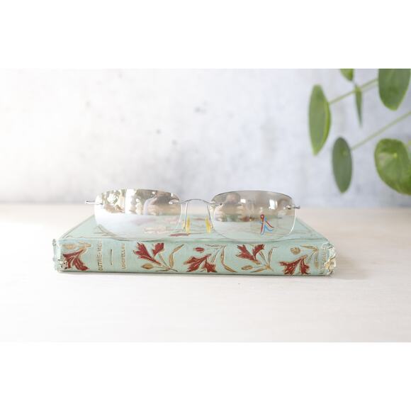 Vintage 1990s Y2K rectangle Sunglasses NOS rimless Sleek Matrix Agent - Picture 1 of 8